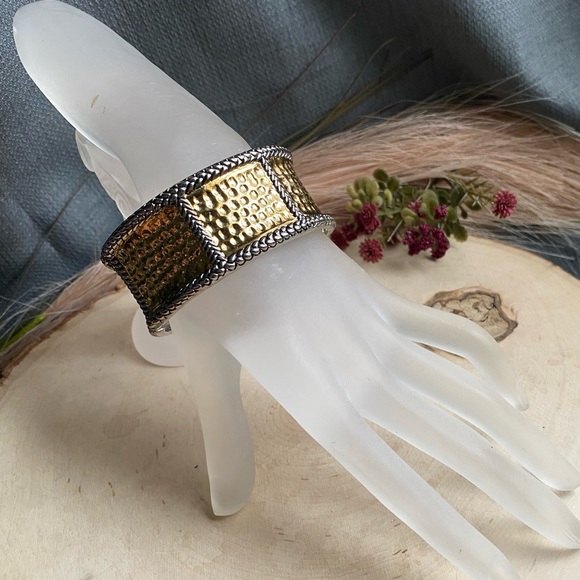 Vintage- Premier Designs- Mixed Metal Hinged Cuff Bracelet - Picture 1 of 9